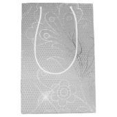 Zilveren Bloemen Kant Trouw Medium Cadeauzakje (Voorkant)