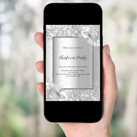 Zilveren bloemen Kerstfeest Kaart