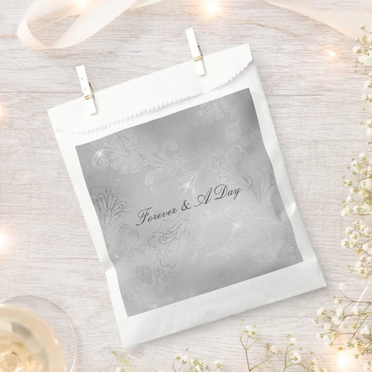 Zilveren Bloemen Lace Wedding Bedankzakje (Geknipt)