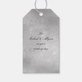 Zilveren Bloemen Lace Wedding Cadeaulabel (Voorkant)