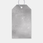 Zilveren Bloemen Lace Wedding Cadeaulabel (Achterkant)