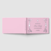 Zilveren bloemen op roze eerste communie gastenboek (Volledig)