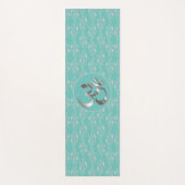 Zilveren Bloemen op Turquoise OM Yoga Mat (Voorkant)