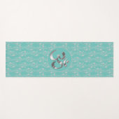Zilveren Bloemen op Turquoise OM Yoga Mat (Voorkant (horizontaal))