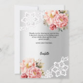 Zilveren bloemen Vrijgezellenfeest foto bedankkaar Kaart (Achterkant)