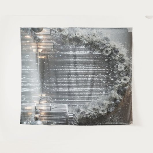 zilveren bloemenboog wandkleed (Voorkant (horizontaal))