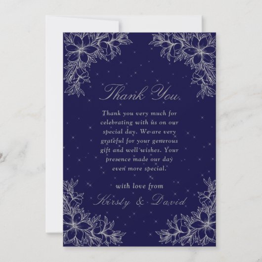 Zilveren bloemenbruiloft bedankkaart (Voorkant)