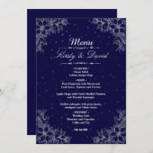 Zilveren  bloemenbruiloft menu (Voorkant / Achterkant)