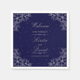 Zilveren bloemenbruiloft servet