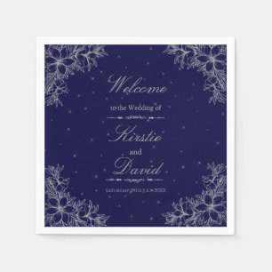 Zilveren  bloemenbruiloft servet