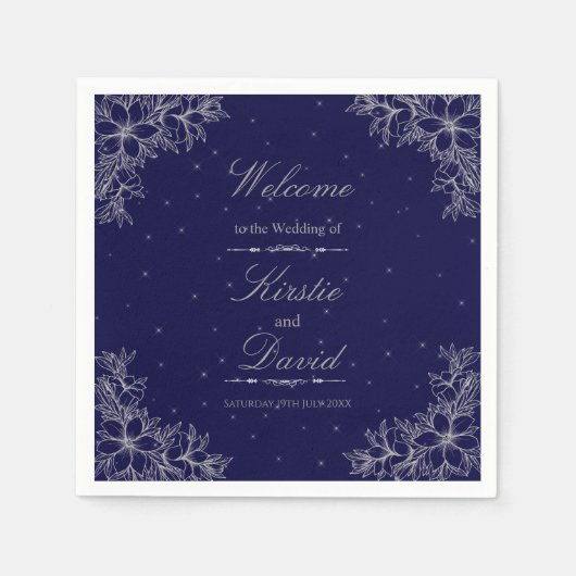 Zilveren bloemenbruiloft servet (Voorkant)