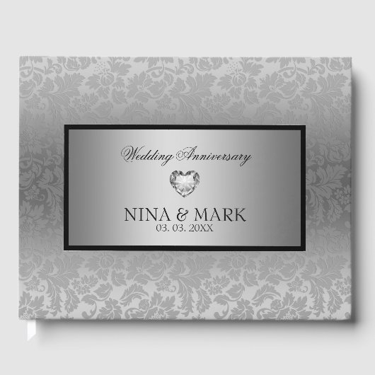 Zilveren Bloemendamask-Jubileum Gastenboek (Voorkant)