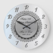 Zilveren bloemendiamant 25e trouwdag grote klok (Voorkant)