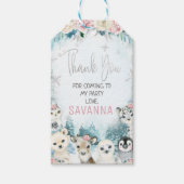 Zilveren Bloemendieren Winter Onederland Verjaarda Cadeaulabel (Voorkant)