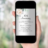 Zilveren bloemengroen 10e huwelijksverjaardag kaart