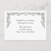 Zilveren bloemenslingerrand ontvangstkaart informatiekaartje (Voorkant)