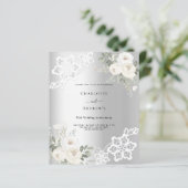 Zilveren bloemetjes 25e huwelijksverjaardag uitnod (Staand voorkant)