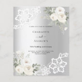Zilveren bloemetjes 25e huwelijksverjaardag uitnod (Voorkant)