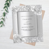 Zilveren bloemetjes 25e huwelijksverjaardag uitnod