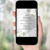 Zilveren bloemetjes luxe 25e trouwdag kaart