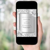 Zilveren bloemetjes luxe 25e trouwdag kaart