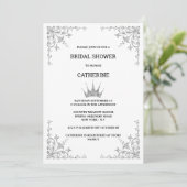 Zilveren  bloemhoeken tiara minimalist kaart (Staand voorkant)