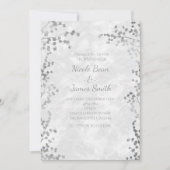 Zilveren Bloemige Bessen Elegante Trouw Uitnodigin Kaart (Voorkant)
