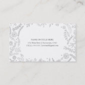 Zilveren Bloemige Bladeren Rustieke Huwelijks Bota Visitekaartje (Achterkant)