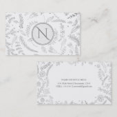 Zilveren Bloemige Bladeren Rustieke Trouw Botanisc Visitekaartje (Voorkant / Achterkant)