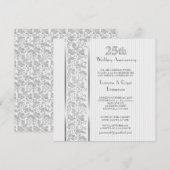 Zilveren Bloemige Elegantie 25e Verjaardag Kaart (Voorkant / Achterkant)