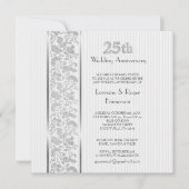 Zilveren Bloemige Elegantie 25e Verjaardag Kaart (Voorkant)