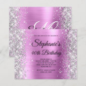Zilveren Bloemige Lavendel Glam Monogram 40e Verja (Voorkant / Achterkant)