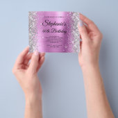 Zilveren Bloemige Lavendel Glam Monogram 40e Verja Flyer (Hand)
