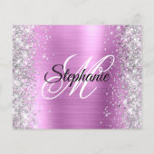 Zilveren Bloemige Lavendel Glam Monogram 40e Verja Flyer (Achterkant)