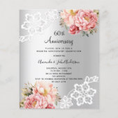 Zilveren bloemige uitnodiging voor 60-jarig huweli (Voorkant)