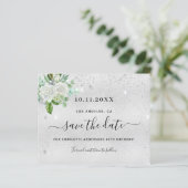 Zilveren bloemige verjaardagsfeest save the date k (Staand voorkant)