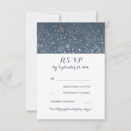Zilveren bloemige vintage marine huwelijks RSVP-ka RSVP Kaartje