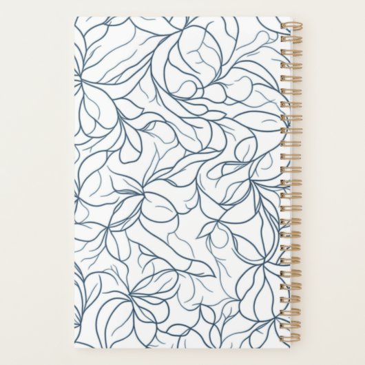 Zilveren bloemmotief planner (Achterkant)