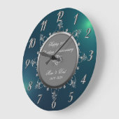 Zilveren bloemslingers, groene trouwdag grote klok (Hoek)