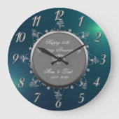 Zilveren bloemslingers, groene trouwdag grote klok (Voorkant)