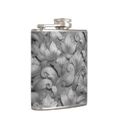 Zilveren Bloesem Elegantie Print (AI + Human) Heupfles (Rechts)