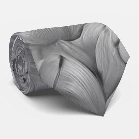 Zilveren Bloesem Elegantie Print (AI + Human) Stropdas (Opgerold)