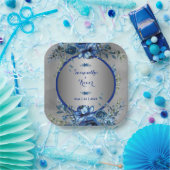 Zilveren bloesems Elegante bruiloft Papieren Bordje (Feest)