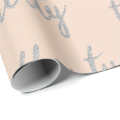 Zilveren Blush 30 Verjaardagsfeestje Glitter "Dert Cadeaupapier (Rol Hoek)