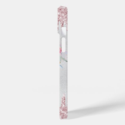 Zilveren blush roze bloemenhart naam Case-Mate iPhone case (Achterkant / Links)