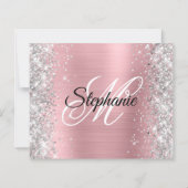 Zilveren Blush Roze Glam Monogram 40e Verjaardag (Achterkant)