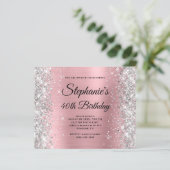 Zilveren Blush Roze Glam Monogram 40e Verjaardag (Staand voorkant)