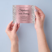 Zilveren Blush Roze Glam Monogram 40e Verjaardag Flyer (Hand)
