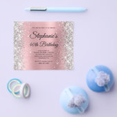 Zilveren Blush Roze Glam Monogram 40e Verjaardag Flyer (Enkel)