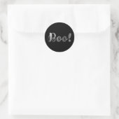 Zilveren BOE! Modern Script Halloween Party Favor Ronde Sticker (Tas)